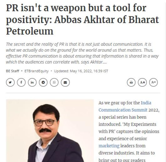 PR isn't a weapon but a tool for positivity: Abbas Akhtar of Bharat Petroleum