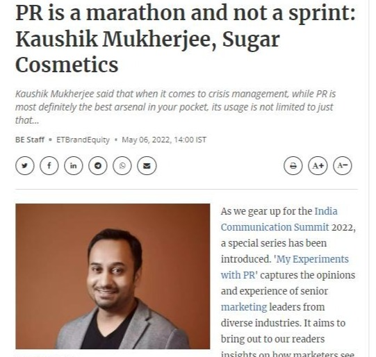 PR is a marathon and not a sprint: Kaushik Mukherjee, Sugar Cosmetics